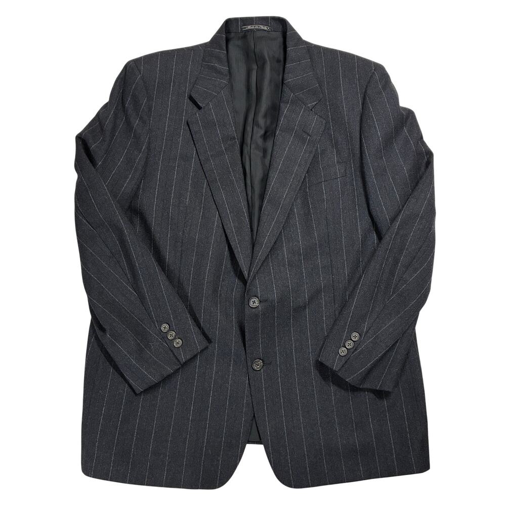 Corneliani Sport Coat Mens Actual 44 Charcoal Pinstripe Virgin Wool Italy Blazer